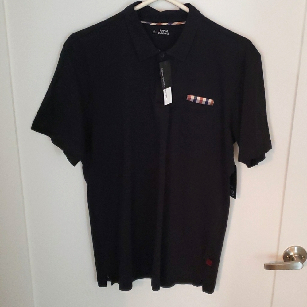Harve Benard Black Lux Polo Shirt L